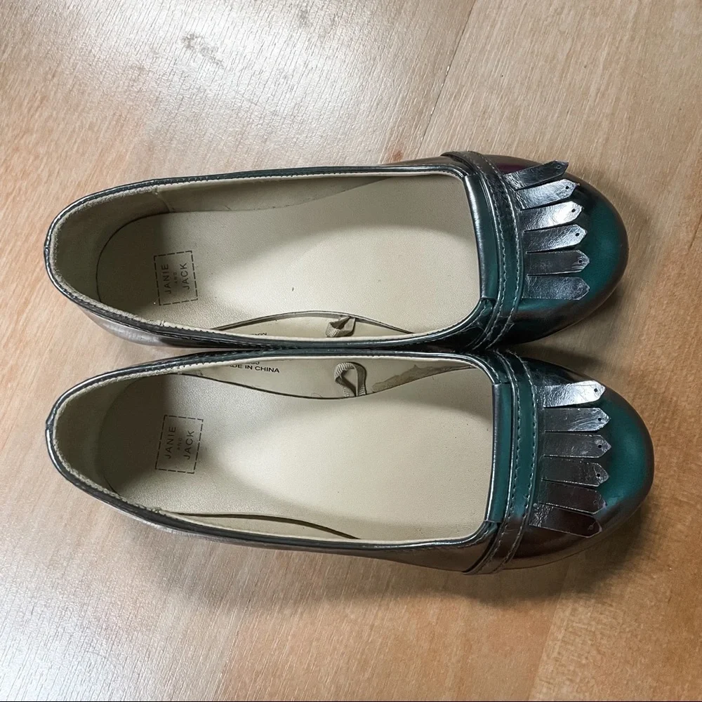 Janie & Jack Metallic Silver Tassel Detail Slip On Flats Toddler Girls Size 10*